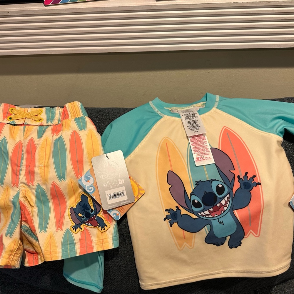 Disney Stitch Kids Swim Set - Cream and Blue